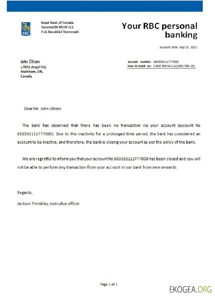 Référence Canada , RBC , closure